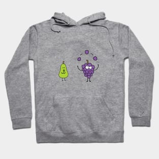 funny fruits grapes juggling with pear watching it Hoodie